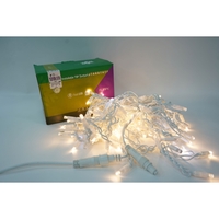 Instalatie Craciun, 95 m, Led-uri ,Franjuri, Alb cald, Flash, Alimentator, Interconectabila, Fir Alb Cauciucat, 220v, Vafy
