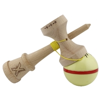 Kendama X Originala Silken, Profesionala, Flippy, Cupe Mari KING SIZE V3, Super Sticky, Gaura in Baza, Rulment Metalic, din lemn 18 cm, Ata 62/65 cm, Cream Galben