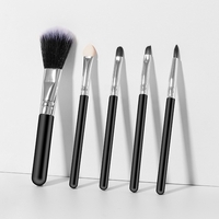 Set 5 Pensule de Machiaj, Flippy, de Voiaj, pentru Fard si Pudra, din Par Sintetic, Negru