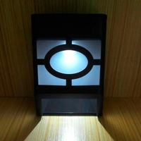 Set 4 Lampi Solare Led pentru Gradina, Flippy, Model Geometric, 11.8 x 8.6 x 5 cm, Buton On-Off, Alb Rece, Negru/Alb