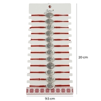 Bratara Martisor pentru Dama, Jolie, Model Copac Rotund, Set 12 bucati, Pandativ Argintiu din Inox cu Snur Rosu Ajustabil