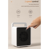 Mini Aeroterma, Vafy, Mini Radiator Electric, Putere 900 W, Buton cu 2 Trepte de Temperatura, Inchidere Automata, cu Maner de Prindere, 15x10.3x21 cm, Alb/ Negru