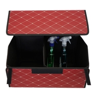 Cutie de Depozitare Auto, Flippy, Organizator Premium Portbagaj, Geanta Multifunctionala din Piele Ecologica, 2 Compartimente Depozitare, Rezistent la Uzura si Pliabil, Bordo, 55 x 30 x 30cm