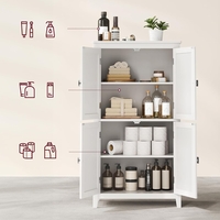 VASAGLE Dulap de baie, din MDF, cu 2 compartimente si 4 usi, rafturi reglabile, 30x60x110cm, alb