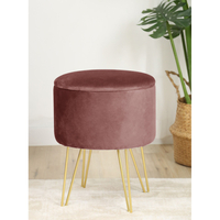 Taburet tapitat rotund Lili cu spatiu de depozitare, velur, 35x35x45 cm, roz