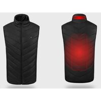 Vesta Inteligenta Incalzita, Vafy, Unisex, 2 Zone de Incalzire, Umplutura Bumbac, 3 Trepte de Temperatura, Incarcare USB, Negru, 45 - 50 kg, Marime M