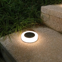 Set 4 Lampi Solare Led pentru Gradina, Flippy, Model Cerc, 10.5 x 2.4 cm, Buton On-Off, Alb Rece, Negru/Alb