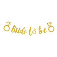 Banner Bride To Be, Flippy, Dimensiune 30x20 cm, Rola de Ata Inclusa, Tematica Nunta, Decoratiune Party, Auriu