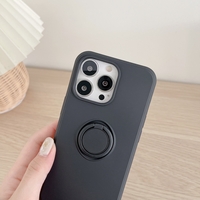 Husa protectie Vafy compatibila cu Huawei P40 Lite E Liquid Silicone Ring cu suport rotativ Negru