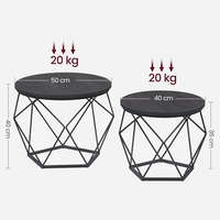 VASAGLE Set de 2 mese de cafea, stil industrial, 50x40cm si 40x36cm, negru