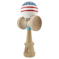 Kendama X Originala CHICANOS, Profesionala, Flippy, Cupe Mari KING SIZE V3, Super Sticky, Gaura in Baza, Rulment Metalic, din lemn 18 cm, Ata 62/65 cm, Albastru/Alb