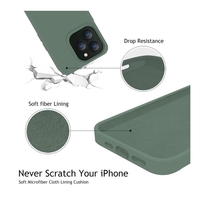 Husa pentru Apple iPhone 14 Plus Vafy, Liquid Silicone, cu Microfibra pe interior, Protectie Antisoc, Dark Green, Verde inchis