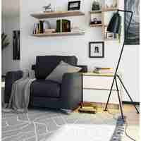 Noptiera cu 2 sertare din PAL laminat 16 mm, 60x40x55 cm, stejar sonoma si alb