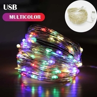 Instalatie Craciun, 2 metri, 20 LED-uri, multicolor, telecomanda 8 functii, USB, fir cupru, liniar, interior/exterior, Vafy