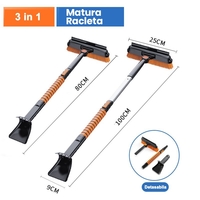Perie si Racleta Rotativa 3 in 1, Flippy, Perie Auto pentru Zapada, Telescopica, Detasabila, Material Aluminiu si ABS, 100 x 25 cm, Negru