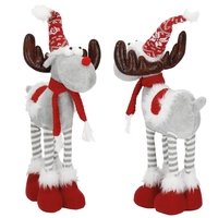 Figurina Craciun, Ren, picioare telescopice, iluminare LED, 61cm