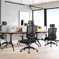 SONGMICS Scaun de birou ergonomic cu tetiera si suport lombar, reglabil, mecanism balans, maxim 120 kg, 70x70x133 cm, negru
