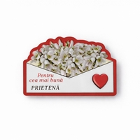 Magneti Decorativi Martisor, Set 24 Piese, Jolie, Tema Mesaj Pentru Cea Mai Buna Prietena, Carton Laminat cu Magnet Flexibil, 8x6 cm, Multicolor