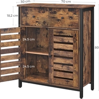 VASAGLE Comoda depozitare cu 2 sertare si polite, usi tip jaluzea, stil industrial, 30x70x80 cm, maro rustic
