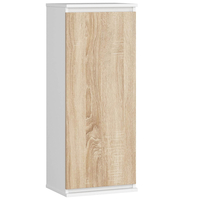 Dulap suspendat, cu usa si 3 rafturi interioare, PAL 16 mm, 40x30x99 cm, alb si stejar sonoma