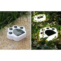 Set 4 Lampi Solare Led pentru Gradina, Flippy, Model Laba de Urs, 14 x 13 x 3 cm, Buton On-Off, Alb Rece, Negru/Alb