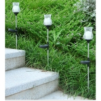 Lampa solara LED tip Lalea pentru gradina Flippy, inaltime 55 cm, material sticla si ABS, 2V, ABS, 600mAh, alb cald