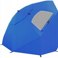 Umbrela plaja 3in1 215x205 cm, cu paravan lateral, fereastra si husa transport, material UV, albastru