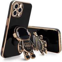Husa de Protectie TPU 2in1, Vafy, pentru Apple iPhone 15 Pro Max, Astronaut cu Suport, Antisoc, Rezistenta la Impact, Protectie Camera, Negru