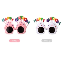 Ochelari Happy Birthday, Flippy, Tematica Aniversare, Protectie Soare, din Plastic, Model Prajiturele, 18.5x11.5 cm, Roz
