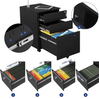 SONGMICS Dulap mobil tip rollbox pentru birouri, din otel, sertar cu sina dosare A4, 39x52x60 cm, negru