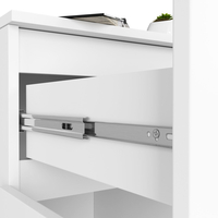 Birou computer PIKSEL, cu sertar, dulap si raft pentru tastatura, dreapta, 90x50x77 cm, alb