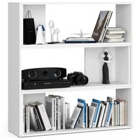Etajera de colt pentru carti si decoratiuni, cu 3 rafturi, PAL laminat 16 mm, 174x30x109 cm, alb