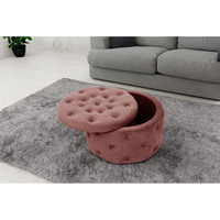 Taburet Alia cu spatiu depozitare, tapitat cu velur, 55x30 cm, roz