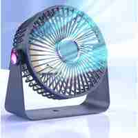 Ventilator 2in1, Vafy, de Masa/de Perete, Incarcare USB, 3.7 V, 4.5 W, 1200 mAh, 17.5 x 17 x 7.6 cm, Albastru Fumuriu