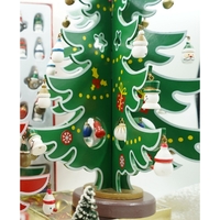 Decoratiune Craciun, Brad, Verde/Alb, 15 cavitati cu ornamente, 25.5 cm x 33 cm, Lemn, Flippy