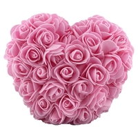 Inima din Flori, Flippy, Inimioara din Trandafiri de Spuma, Inima 15 x 15 x 9 cm / Cutia Trasparenta 16 x 15 x 10 cm, Roz