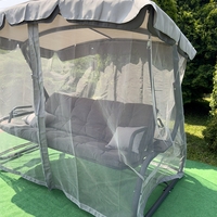 Balansoar leagan pat, 3 persoane, cu plasa tantari si perne, 350 kg, 220x130x175 cm, gri