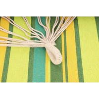 Hamac dublu cu bare din lemn, pentru 2 persoane, bumbac, 150kg, 200x150 cm, verde si galben