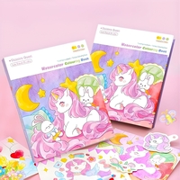 Carte de Colorat cu Acuarela, Flippy, Model Unicorn, 20 Foi de Carton 200 gr, 12 Culori, 1 Pensula, 15.7 x 18.8 x 1.8 cm, Mov