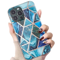 Husa protectie pentru Samsung S10 Soft IMD TPU Marble Geometric Albastru