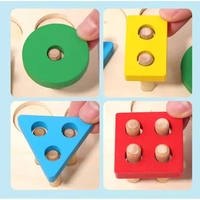 Jucarie Montesorii de Sortat si Pescuit, Flippy, din Lemn, +3 Ani, cu Magnet, Model Forme Geometrice, Pestisori si Albinute, 22.5 x 13 x 5.3 cm, Multicolor