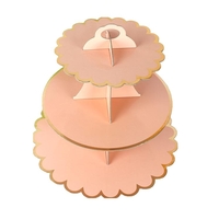 Etajera pentru Prajituri, Flippy, din Carton, 3 Nivele, 16/22/29 cm Diametru, Inaltime 38 cm, Roz
