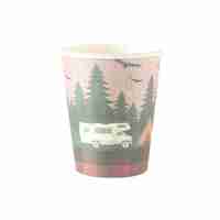 Set 10 Pahare, Flippy, Imprimeu Camping, din Carton, 250 - 300 ml, 7.5 x 8.4 x 5.3 cm, Multicolor