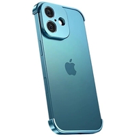 Carcasa de Telefon, Vafy, Compatibila Apple iPhone 17, Fara Rama, doar Colturi si Camera, din Metal, Grosime 0.1 mm, Albastru