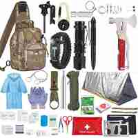 Kit supravietuire multifunctional Flippy, Instrumente profesionale, Trusa de Prim-Ajutor, pentru Camping, Drumetii, Aventuri in aer liber, borseta inclusa, model army
