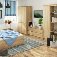 Dulap cu 4 usi, rafturi si bara pentru umerase, PAL laminat, 90x51x180 cm, stejar sonoma