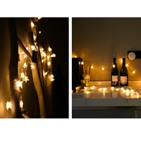Instalatie Craciun cu baterii, 10 metri, 80 LED-uri tip Stea, fir Transparent, Alb Cald, Vafy