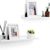 SONGMICS Set 2 rafturi plutitoare suspendate perete cu finisaj lucios, MDF, 60x10x5 cm, alb