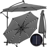 Umbrela de gradina cu brat lateral banana, iluminare LED, cu husa, 300cm, gri