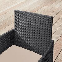 SONGMICS Set mobilier gradina 4 locuri, canapea, 2 scaune si masa cu sticla, ratan PE, negru